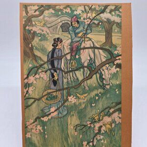 Vintage Cyrus Leroy Baldridge Illustrated Print Lithograph Woman Man Horse